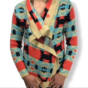 Kate collection open front cardigan Aztec design M